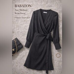 Babaton Aritzia Black Wrap Dress Size Medium